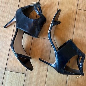 Cole Haan Lise Sandel, size 11, black leather, 4 inch heel.